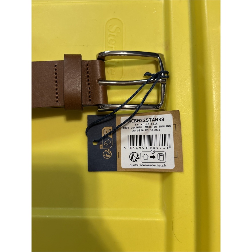 Charles Tyrwhitt Dark Tan Brown Leather Belt, Size 38